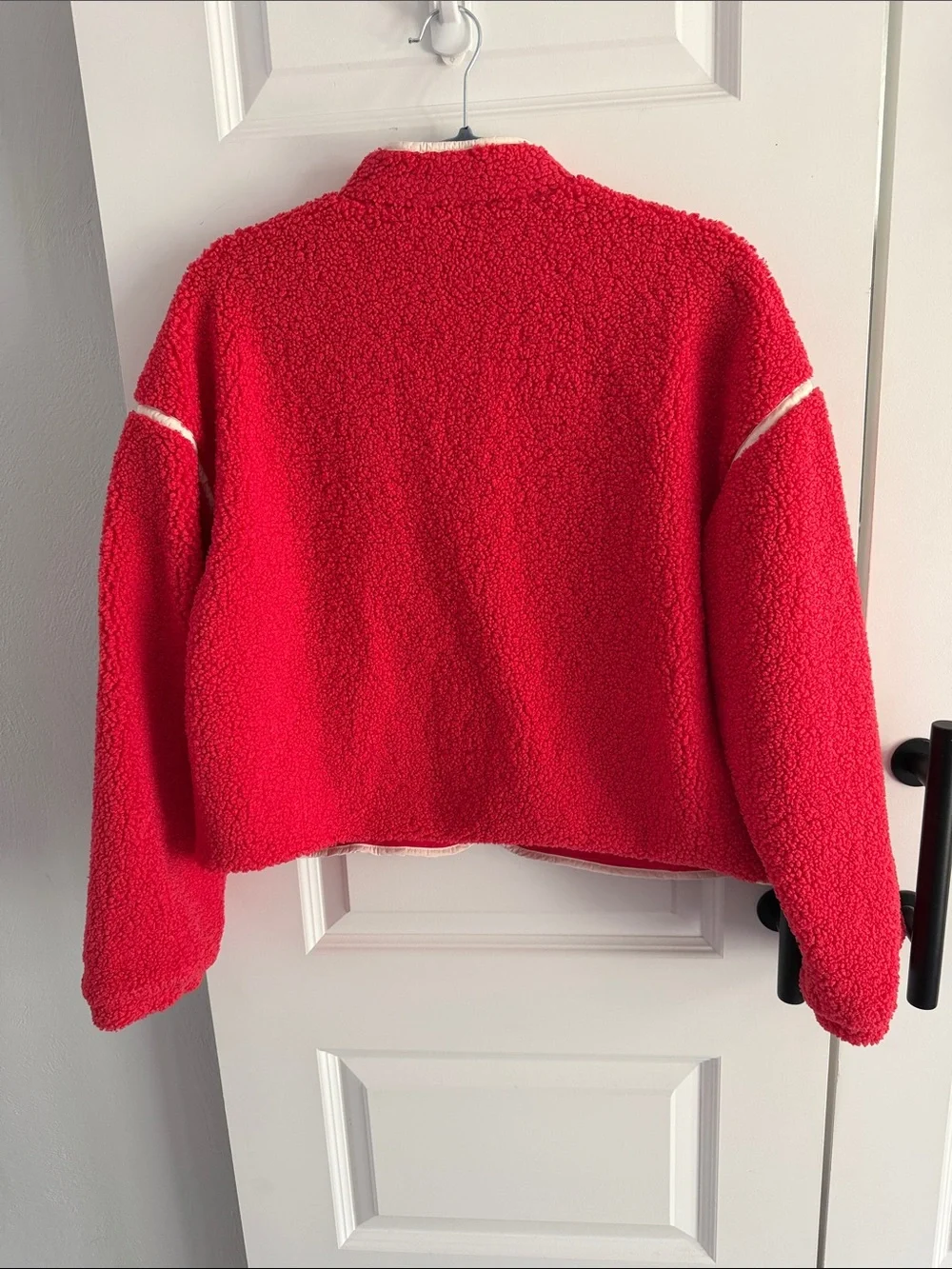 saltwater LUXE Red Sherpa Zip Jacket with White Trim